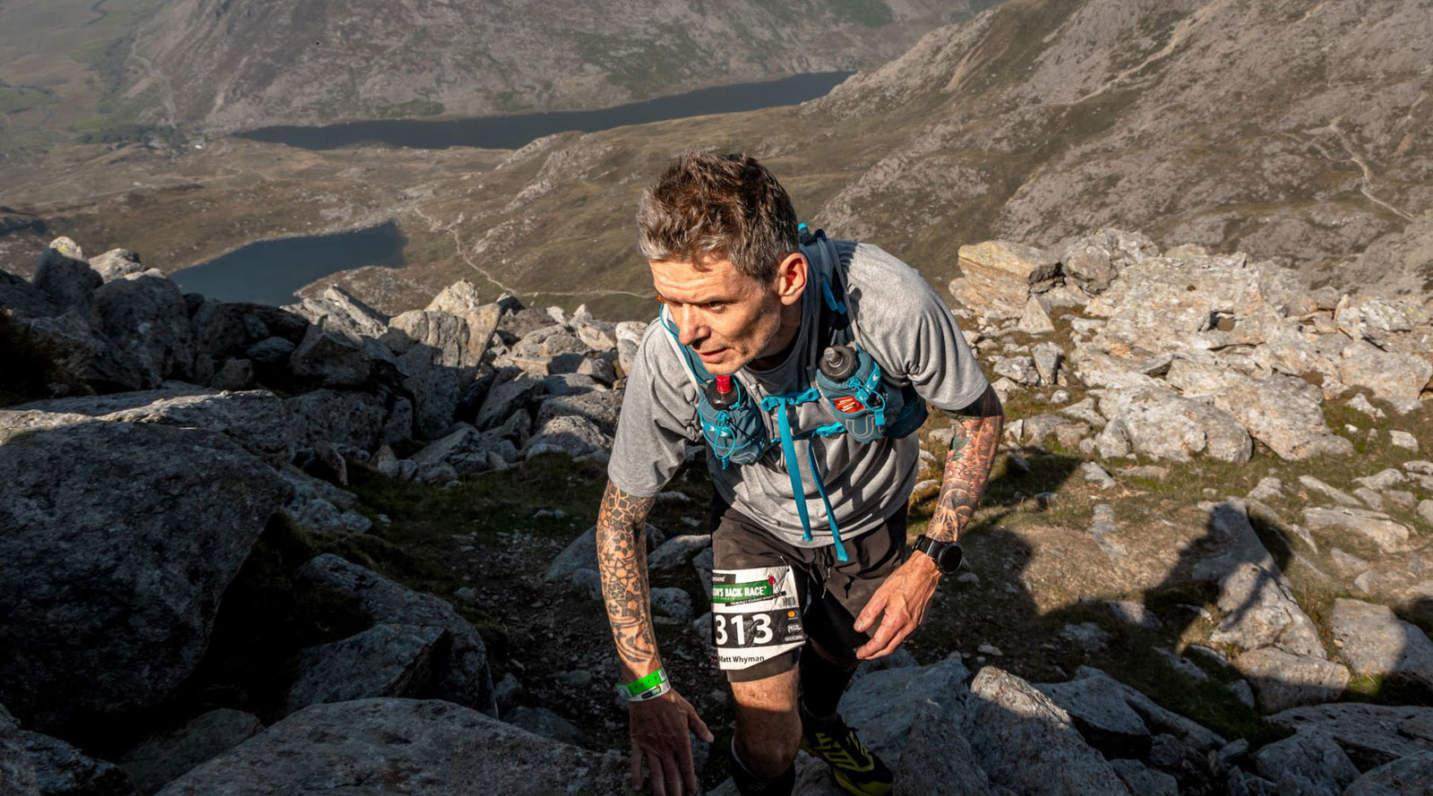 Matt Whyman taking part in the Dragon's Back Race in Wales