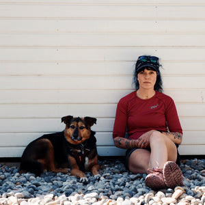 Allie Bailey, author of 31 Days, a zero-bullshit maserclass in mindset training for the modern runner, with her dog Pickle. Photo by David Miller