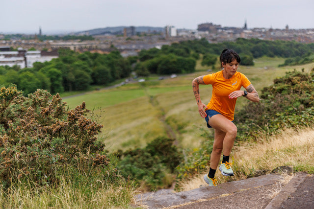 Allie Bailey running in inov-8 shoes.