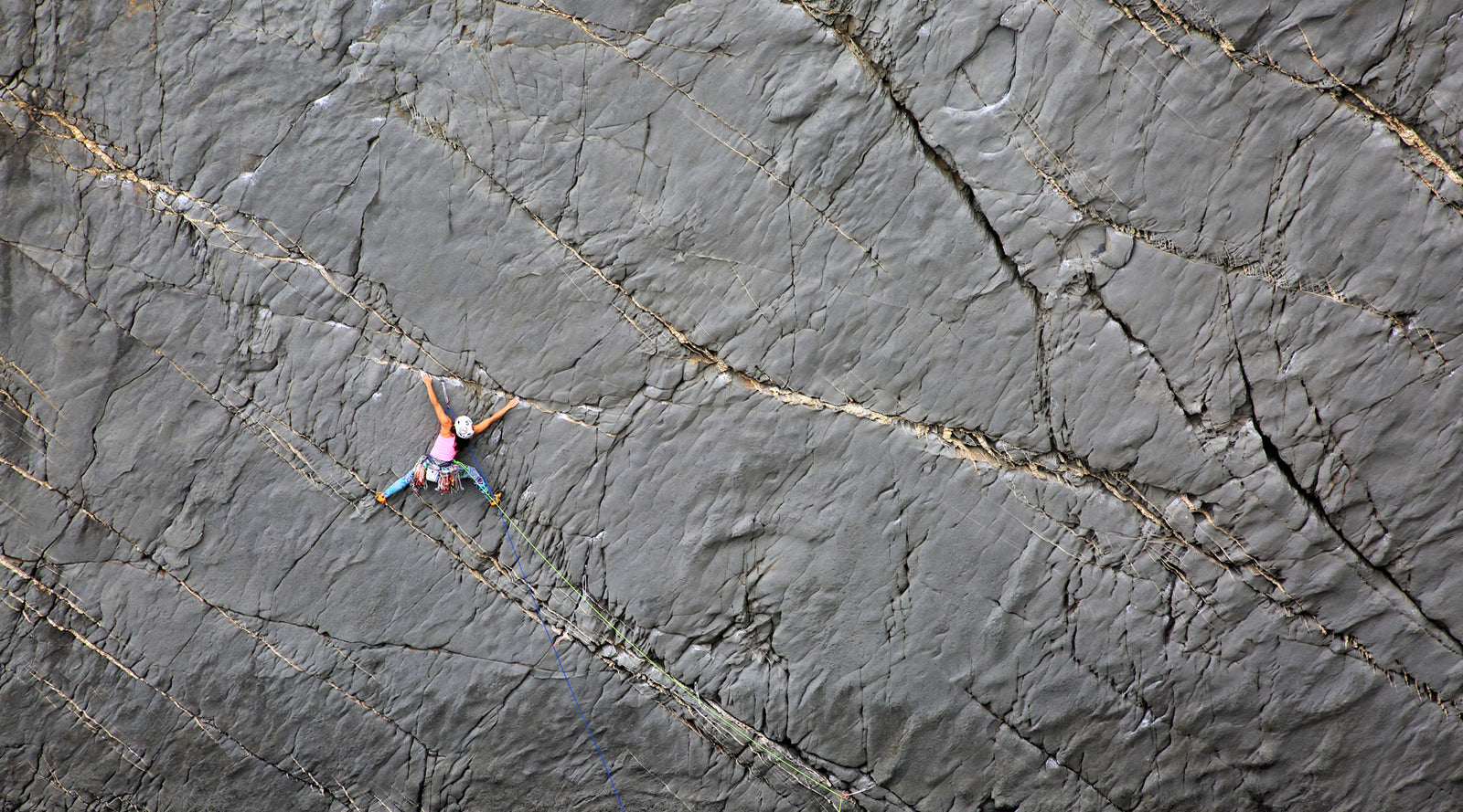 Kel Vargas on Pacemaker at Lower Sharpnose Point. Photo by Mike Hutton, taken from the new edition of Extreme Rock 9781839812484