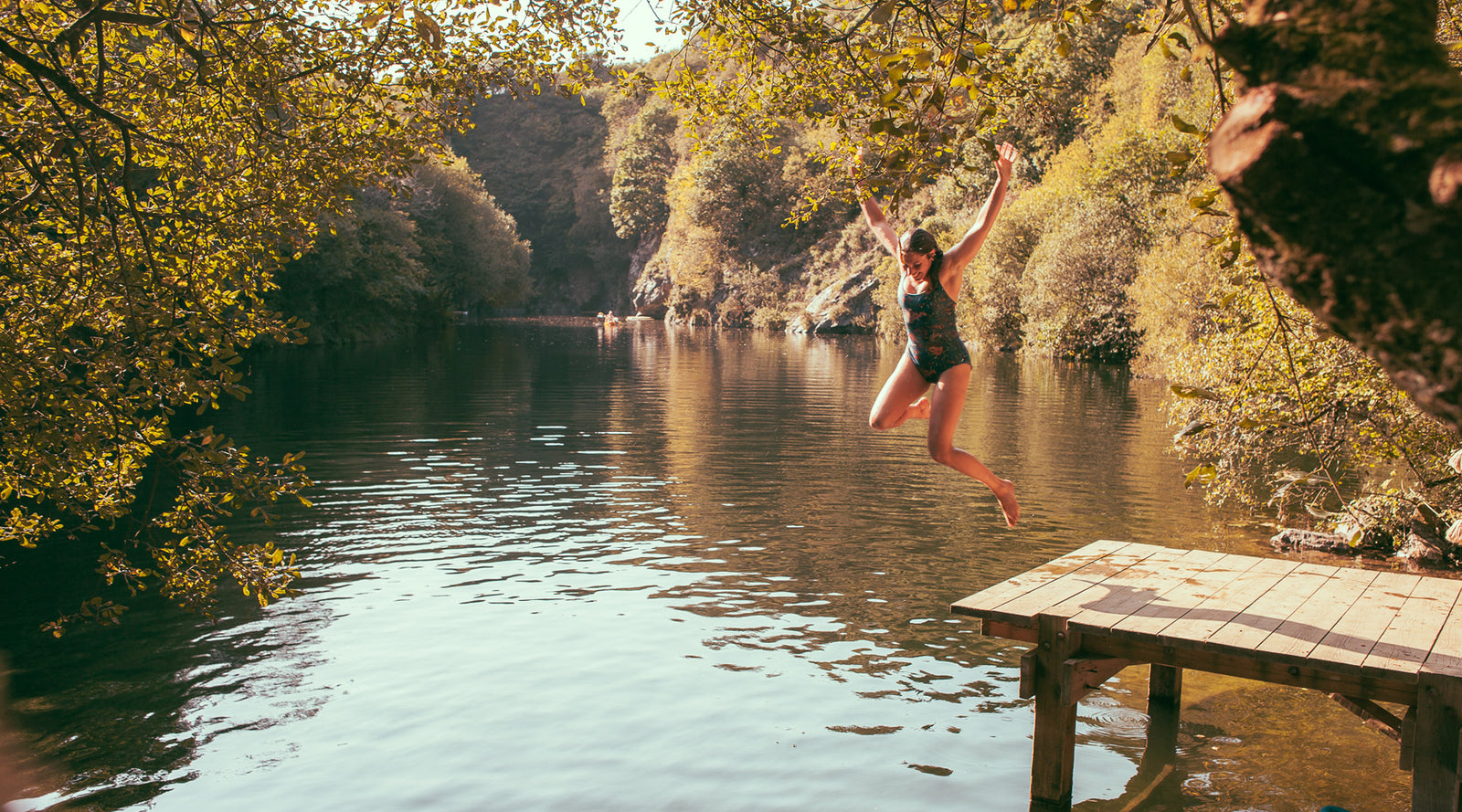 Photo of author Sian Anna Lewis at Cornish Tipis, taken from her new book Swimming Wild in South West England 9781839812934