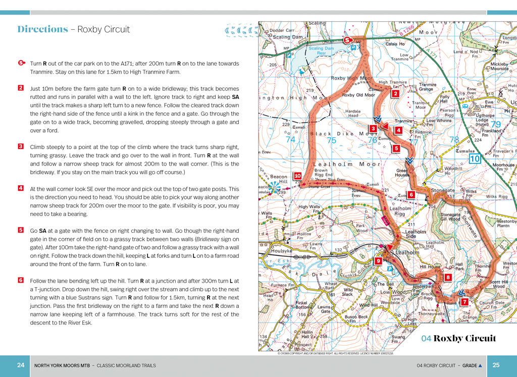 Sample pages from North York Moors Mountain Biking 2023 second edition by Tony Harker