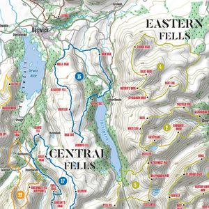 Detail image of the Peak Bagging Wainwrights fold-out map poster by Vertebrate Publishing